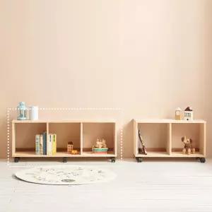 H6341 1단 3칸 삼나무 바퀴형책장 1color