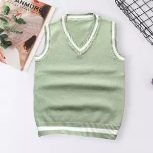 남녀공용 라이트그린 브이넥 니트조끼 교복 학생복