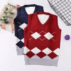 남녀공용 아카일패턴 브이넥 교복조끼(2color) 교복