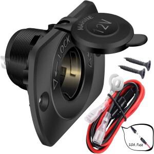 12V 자동차 해양용 시가라이터 소켓 교체용 여성형 DC 전원 퓨즈 및 방수 커버 포함