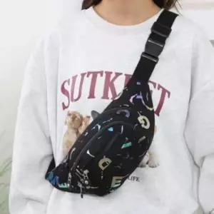 [JED] 크로스 가방 영문 웨이스트백 바디 레터링 반짝이는 힙색