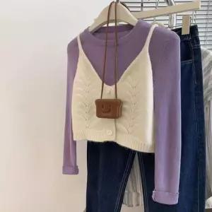 포근한 니트 버튼 뷔스티에 기본조끼 여성가을 의류 여성조끼 베스트