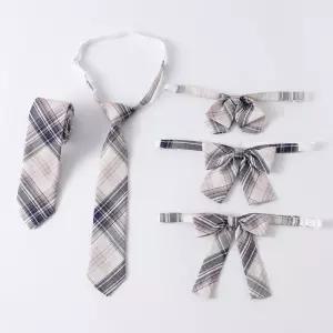 아이보리차콜 체크패턴 여자 넥타이 5종 교복 학생복