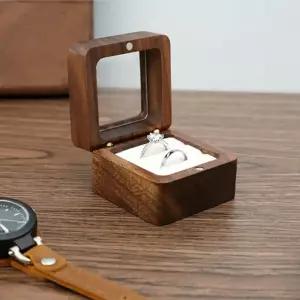 원목 반지케이스 우드 보석함 웨딩 커플링 돌반지 사각 투명창 1구 2구