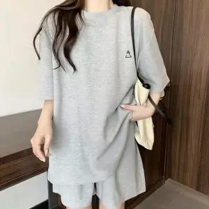 여성 무지 반팔 트레이닝 세트 여름 꾸안꾸 홈웨어