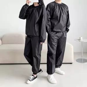 남자 여자 운동 라운드넥 블랙 색상 운동복 땀복 상하의 세트