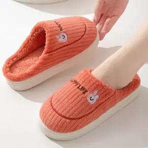 골지 라인 슬리퍼 푹신한 겨울용 부드러운 털 방한화