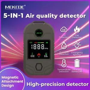 가스계량기 측정기 MEKEDE 휴대용 일산화탄소 가연성 가스 5-IN-1 공기질 기 밀 부저 경보 기능 LED 스크린