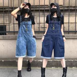 박시핏 롤업 데님 멜빵팬츠 스트릿 힙합 점프수트