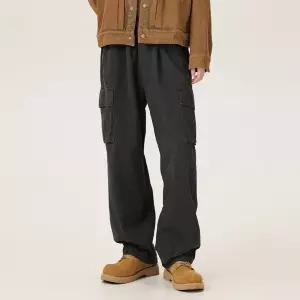 남자 바지 가을 빈티지 배기 멀티포켓 카고 커플룩 편안한 KS3