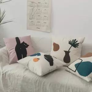 고양이 자수 쿠션 커버 hKQ6+1nNu