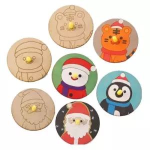 우드 크리스마스 산타 루돌프 눈사람 팽이 만들기 DIY
