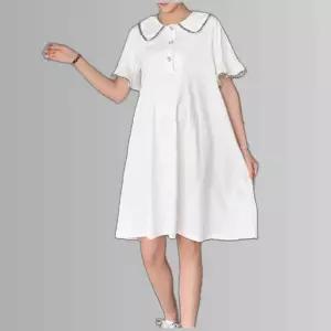 퍼프 소매 포인트 카라 원피스 데일리 임산부 꾸안꾸