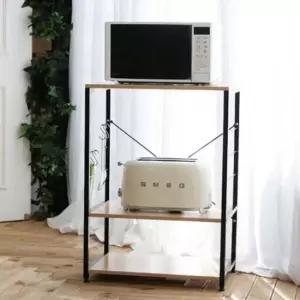 검정 철제 부엌 수납선반 3단 밥솥 진열대 주방 정리함 선물용 선반