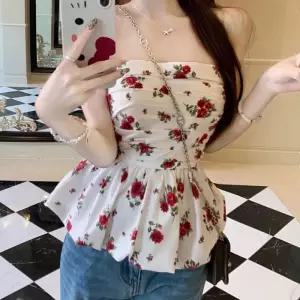 [오노마] ONM 플라워 스모크 오프숄더 탑 셔링 블라우스