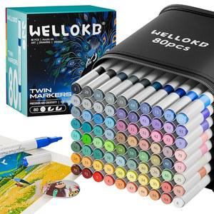 [미국배송] 80가지 색상 듀얼 아크릴 페인트 마커 패브릭 나무 유리 바위 종이 색칠 책 세라믹 DIY 공예 미술 학용품용 브러시 영구