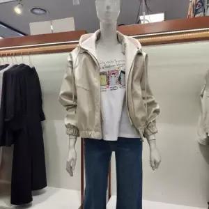 수스 HC04 후드 배색 레더 블루종 점퍼 S261BJP2Z2