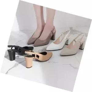 슬링백힐 여성 구두 슬링백 미들힐 단아한 오피스 캐주얼 룩