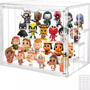 수집품용 아크릴 투명 디스플레이 케이스 마그네틱 도어가 있는 레이어 조절 가능한 피규어 피규어용 대형