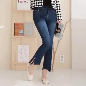 [오노마] ONM 봄가을 여자 나팔 부츠컷 청바지 밴딩 데님 팬츠