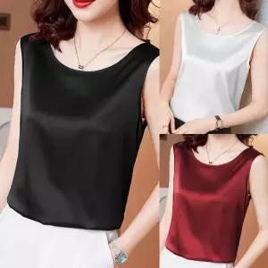 [오노마] ONM 새틴 나시 블라우스 여자 민소매 하객룩 정장이너