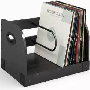 65 LP용 비닐 레코드 보관 랙 앨범 홀더 손잡이가 있는 헤비 듀티 선반 다목적 정리함