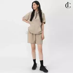 엘케이트 여자 여름 나일론 아노락 후드 스트링 반팔 반바지 트레이닝복 세트 LFREE001