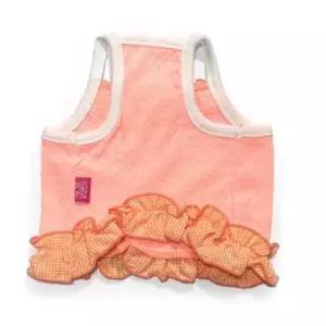 [반려] 강아지 체크 프릴 끈나시티 1P 여름 티셔츠 외출 패션