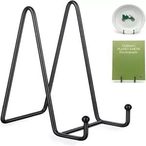 킹덤 솔루션 4인치 2팩 메탈 스탠드 블랙 - 북 예술 그림 책 액자 및 장식용 플레이트 홀더
