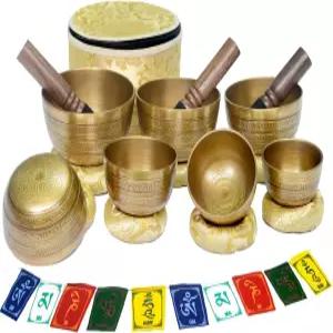 티베트 노래 그릇 7종 세트 히말라야 바즈라 각인 차크라 정통 7메탈 요가 힐링 깊은 휴식 마음챙김을 위해