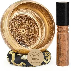 티베트 노래 그릇 네팔에서 요가 차크라 치유 마음챙김 자기 관리를 위해 수작업으로 제작한 진정한 명상