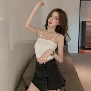 [오노마] ONM 여자 5컬러 소프트 탱크탑 내장캡 크롭탑 나시 민소매