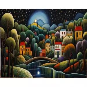 피포페인팅 HPI0149 숲속과 강가의 마이홈 40x50 DIY명화그리기세트 유화수채화