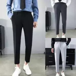 [JED] 밴딩 데일리 바지 기장 팬츠 9부 출근룩 정장바지 슬랙스 슬림핏 남성 면바지