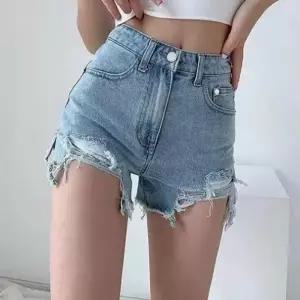 [오노마] ONM 여성 찢청 숏팬츠 연청 데님 옆트임 핫팬츠 휴가룩