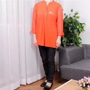 [오노마] ONM 여성 중년여성 어머님 화사한 쉬폰소매 배색 블라우스