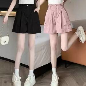 [오노마] ONM 여성 핀턱 카고 편한 뒷허리밴딩 하이웨이스트 반바지