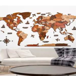 거실 벽장식 우드 포스터 아트월 세계지도 인테리어 입체