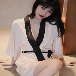 레터링 여자 로브로 골프가운 포인트 실크가운