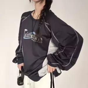 레터링 투톤 맨투맨 커플 긴팔티셔츠 간절기 배색