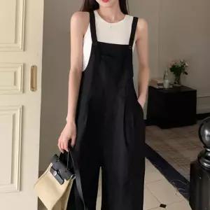 롱멜빵바지 F007327_(빅사이즈)와이드 오버롤점프수트