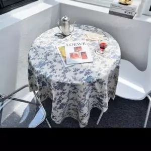 빈티지 플라워 테이블보 촬영소품 블루밍 린넨 깔개 4