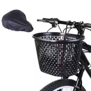 [에이치플러스몰]자전거 걸이식 바구니 + 안장 레인커버 간편한설치 앞바구니