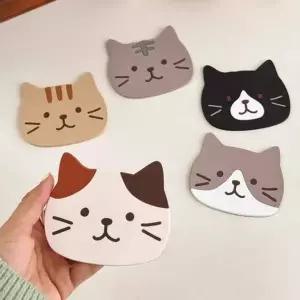홈카페 고양이 티코스터 컵받침 실리콘 고무 컵 받침 코스터 거치