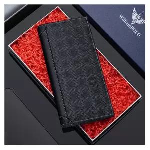 윌리엄폴로 비즈니스 심플 격자무늬 엠보싱 장지갑