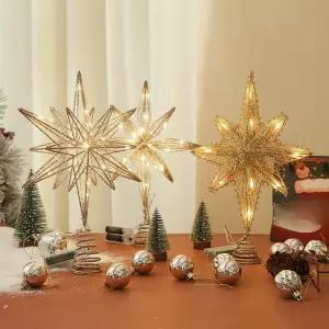 크리스마스 트리 탑 별 장식품 장식품 반짝이는