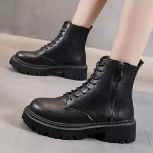 여성워커 키높이 옆지퍼 플랫 워커 여자 앵클부츠