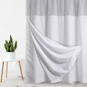 샤워 커튼 라이너에 방수 원단 스냅 세탁 시 탈부착 가능 교체용 71W x 54인치 L 71인치 W 74인치 후크리스