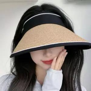 고급 라탄 햇빛 자외선 차단 휴대용 돌돌이 여성 선캡