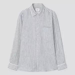 [롯데백화점]갤럭시라이프스타일 2026 S/S [양말증정] 그레이 린넨 스트라이프 셔츠 - 애쉬 GC6364M094 WSB